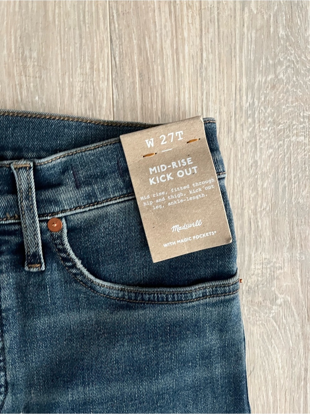 NWT Madewell Tall Kick Out Crop Jeans Lenoir Wash Super Stretch - Size 27 Tall - Picture 3 of 10